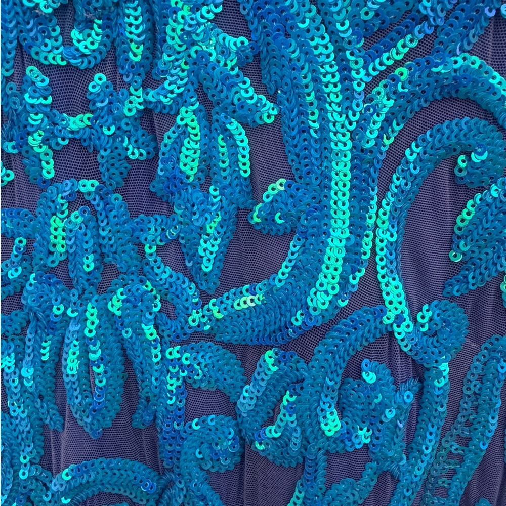 Teal Embellished Prom Dress - Picture 3 of 6